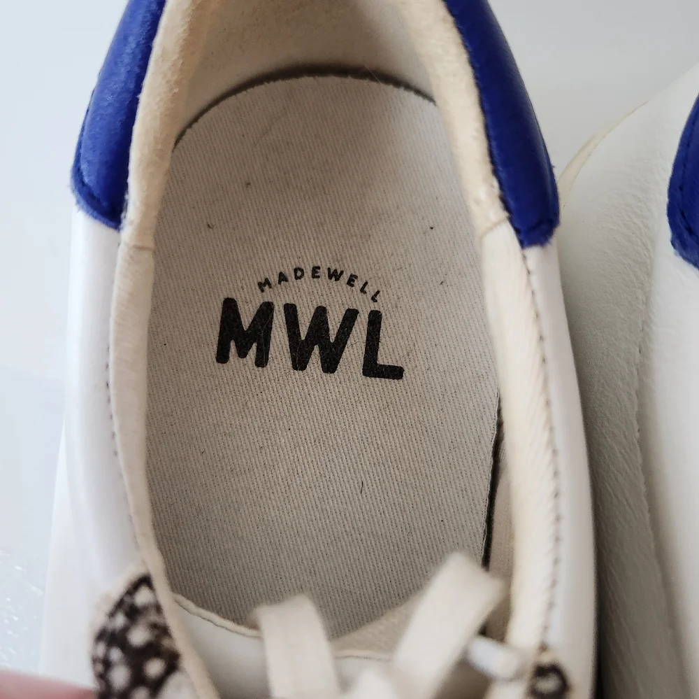 Madewell Sidewalk Low-Top Leather and Calf Hair Wave Edition Sneakers
